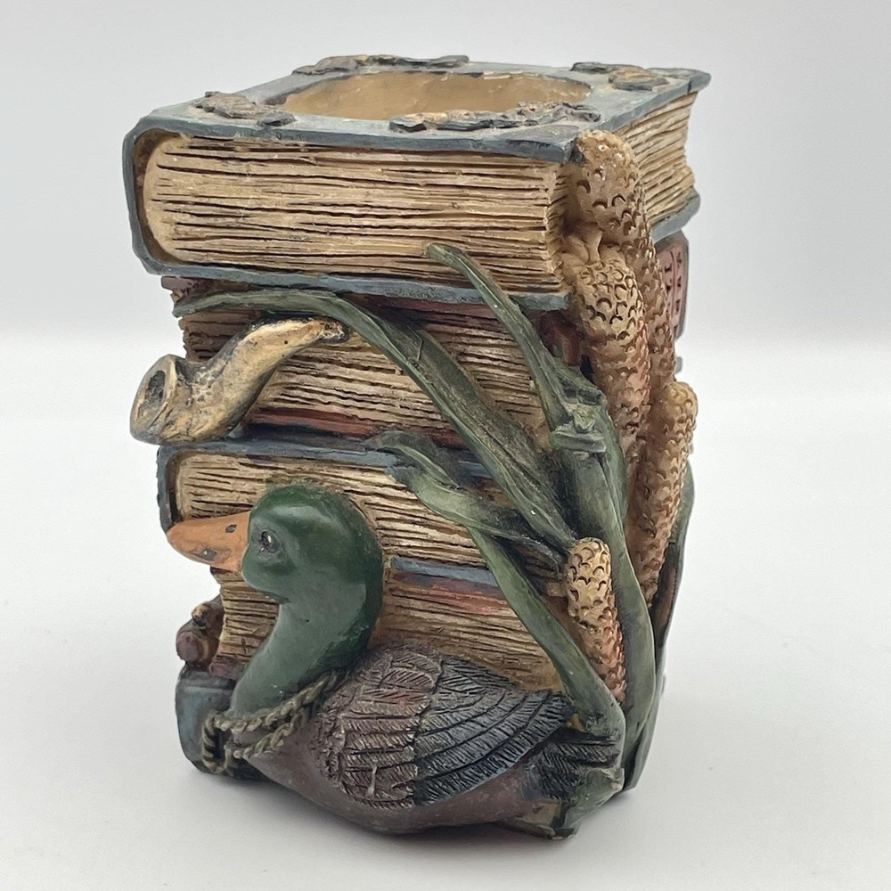 Vintage 1990s Duck Books Pencil Holder Desk Organizer Cachepot Library Decor